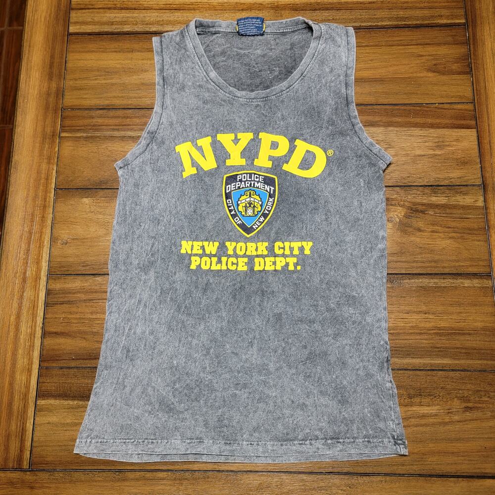 Officially Licensed NYPD Acid Washed Grey NYPD Tank Top - Size Small